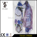 Neue muslim hijab 100 Polyester Schal lila Rose Muster Schals Top-Stil Zubehör